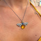 Bespoke Butterflies Yellow Barrel and Blue Sapphire Beatle Pendant Necklace