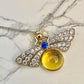 Bespoke Butterflies Yellow Barrel and Blue Sapphire Beatle Pendant Necklace