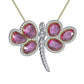 Bespoke Butterfly 0.91ctw Rose-Cut Diamond & 5.90ctw Pink Sapphire Pendant Necklace