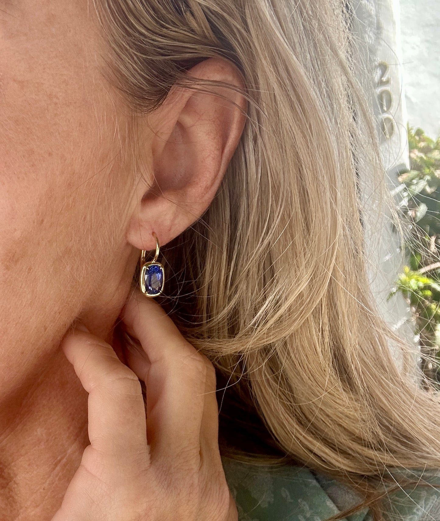 Earth Collection Deep Ocean 5.95ctw Blue Sapphire Drop Earrings in 18k Yellow Gold