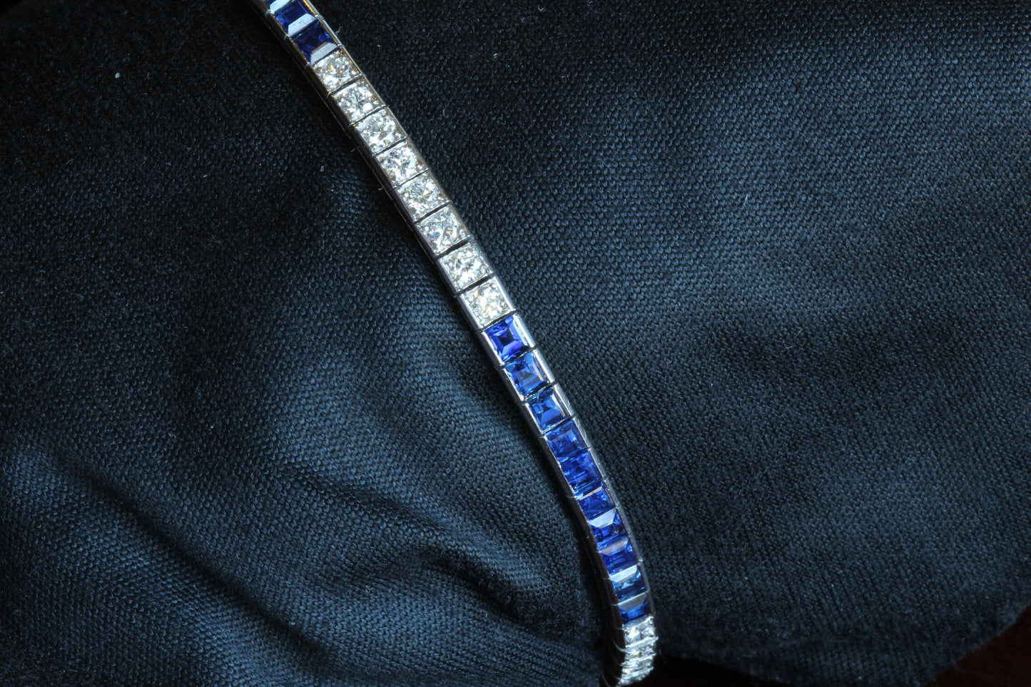 Estate platinum C.1950 Tiffany & Co. blue sapphire & diamond bracelet