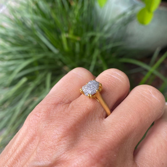 Celestial Moonrock 3.20 ct. Grey Rough Diamond Ring