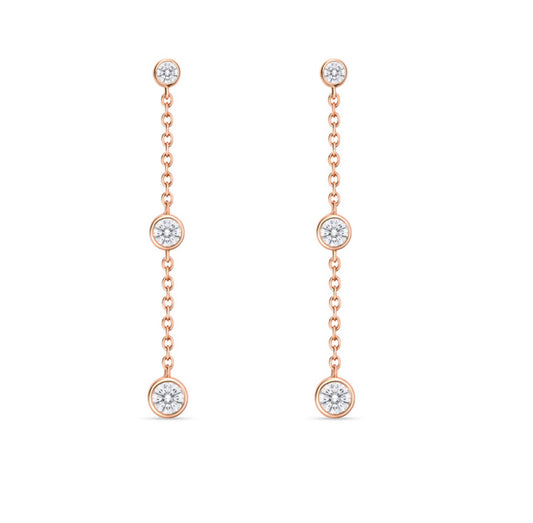 Celestial Collection 0.50ctw Orbital Diamond Bezel set dangle Earrings in 18K