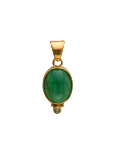 Steven Battelle Diamond and Emerald Drop Pendant Necklace
