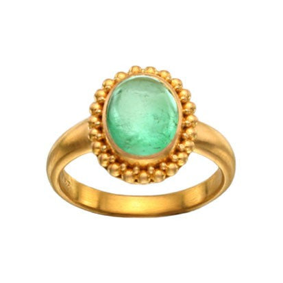Steven Battelle Beaded Emerald Ring